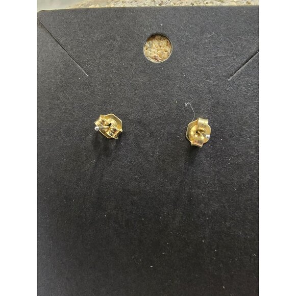 Unique Artistic Post Earrings Statement Jewelry Gold Tone MCM Blue Swirl Mosaic - Picture 4 of 6